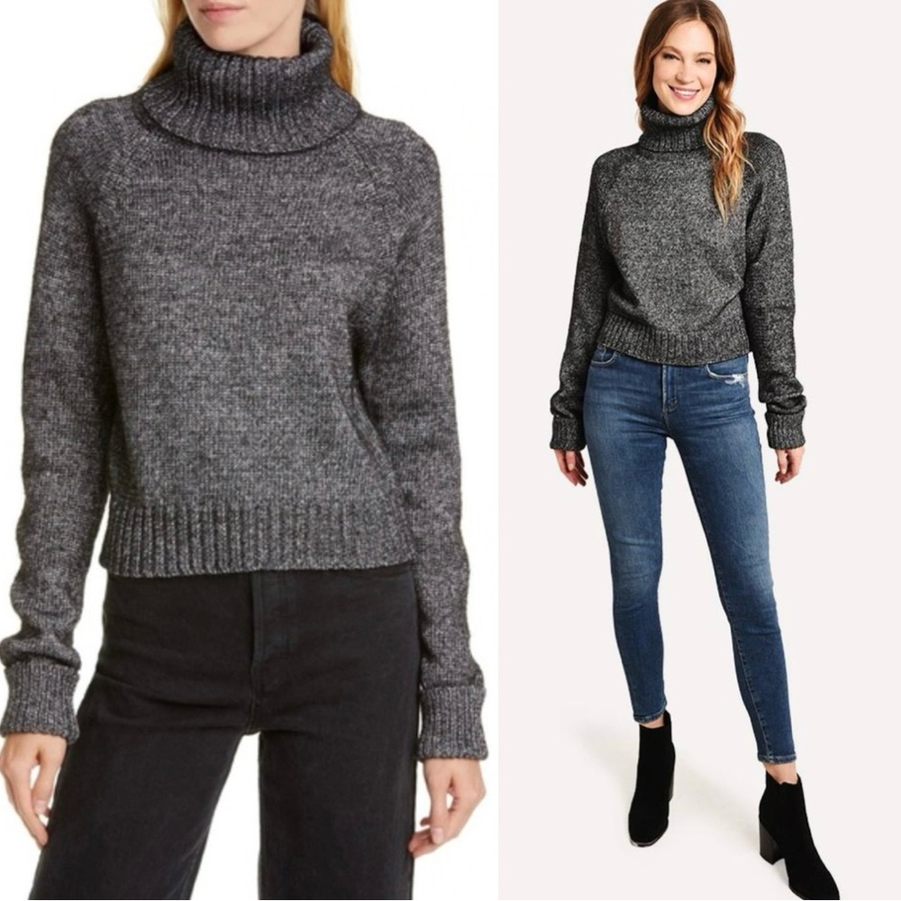 BN2 Line Leona Heather Knit Relaxed Fit Ribbed‎ Hem Turtleneck Sweater Petite S